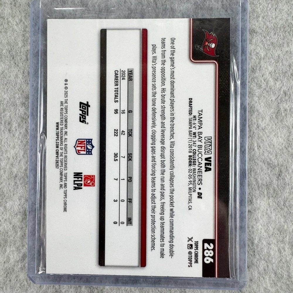 2023 Topps 1996 Topps Chrome Vita Vea Serial #268/299 #286 Buccaneers NFL